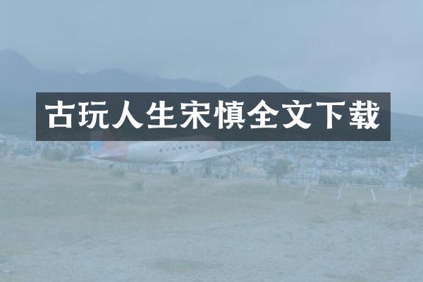 古玩人生宋慎全文下载