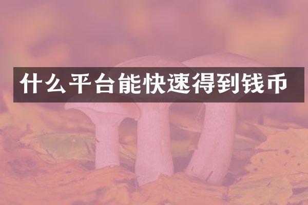 什么平台能快速得到钱币