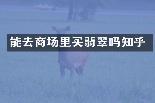 能去商场里买翡翠吗知乎