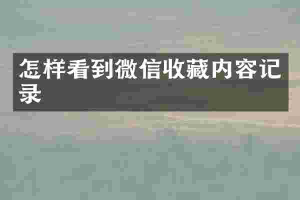 怎样看到微信收藏内容记录