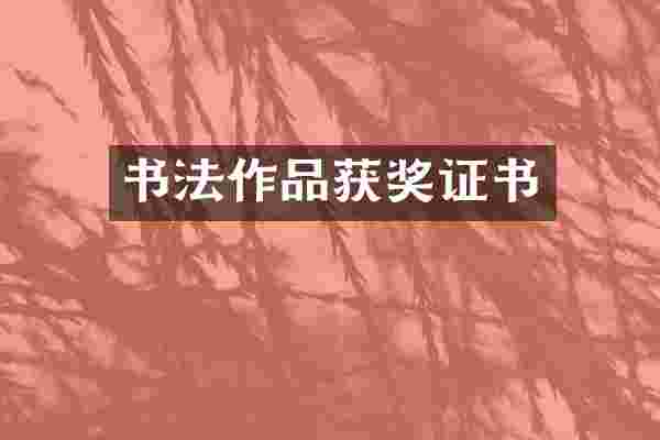 书法作品获奖证书