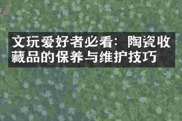 文玩爱好者必看：陶瓷收藏品的保养与维护技巧