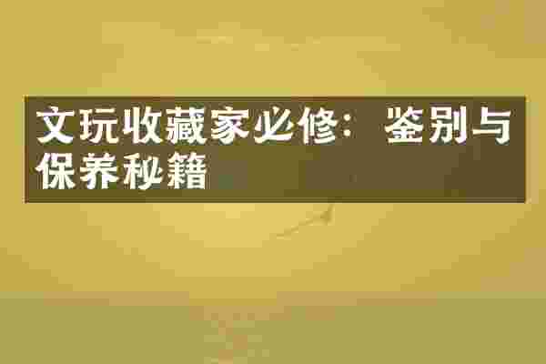 文玩收藏家必修：鉴别与保养秘籍