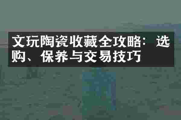 文玩陶瓷收藏全攻略：选购、保养与交易技巧