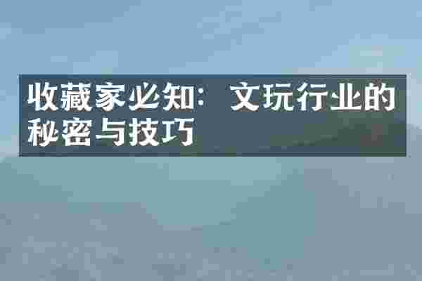 收藏家必知：文玩行业的秘密与技巧