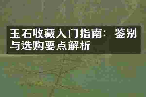 玉石收藏入门指南：鉴别与选购要点解析
