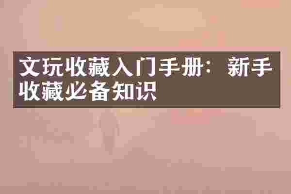 文玩收藏入门手册：新手收藏必备知识