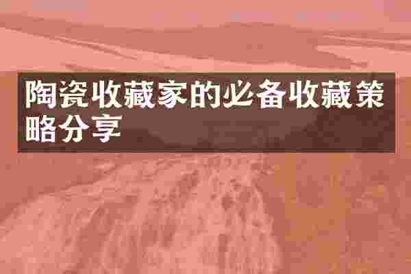 陶瓷收藏家的必备收藏策略分享