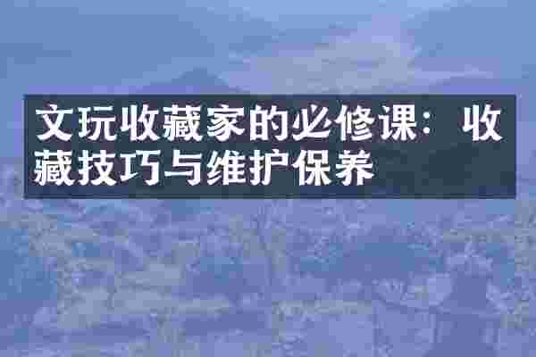 文玩收藏家的必修课：收藏技巧与维护保养