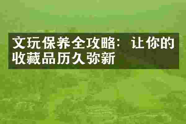 文玩保养全攻略：让你的收藏品历久弥新