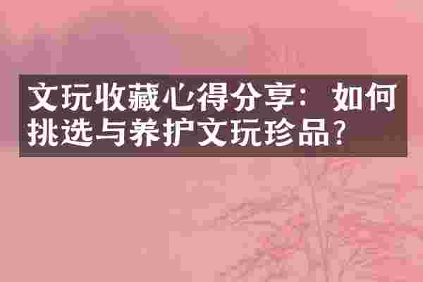 文玩收藏心得分享：如何挑选与养护文玩珍品？