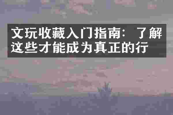 文玩收藏入门指南：了解这些才能成为真正的行家