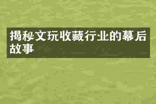 揭秘文玩收藏行业的幕后故事