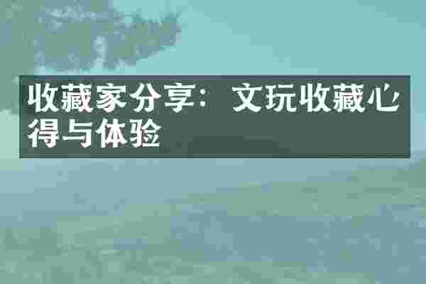 收藏家分享：文玩收藏心得与体验
