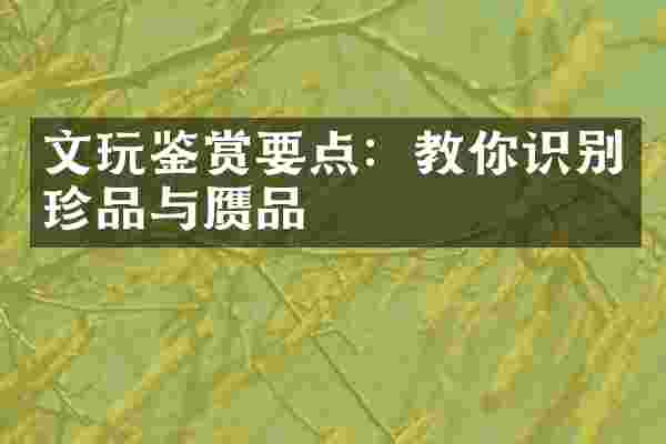 文玩鉴赏要点：教你识别珍品与赝品