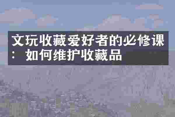 文玩收藏爱好者的必修课：如何维护收藏品
