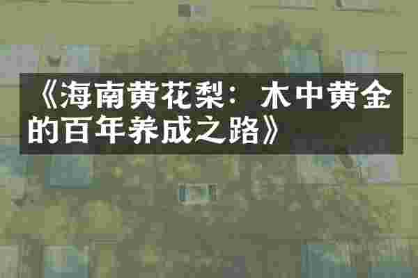 《海南黄花梨：木中黄金的百年养成之路》