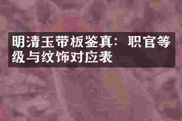 明清玉带板鉴真：职官等级与纹饰对应表