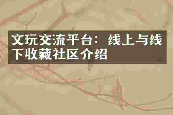 文玩交流平台：线上与线下收藏社区介绍