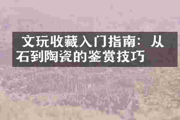  文玩收藏入门指南：从玉石到陶瓷的鉴赏技巧
