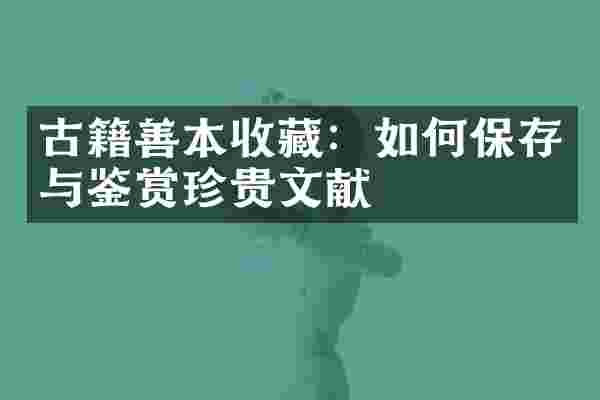 古籍善本收藏：如何保存与鉴赏珍贵文献