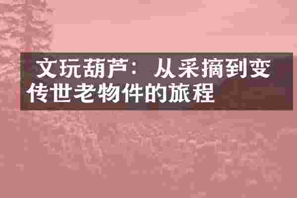  文玩葫芦：从采摘到变成传世老物件的旅程
